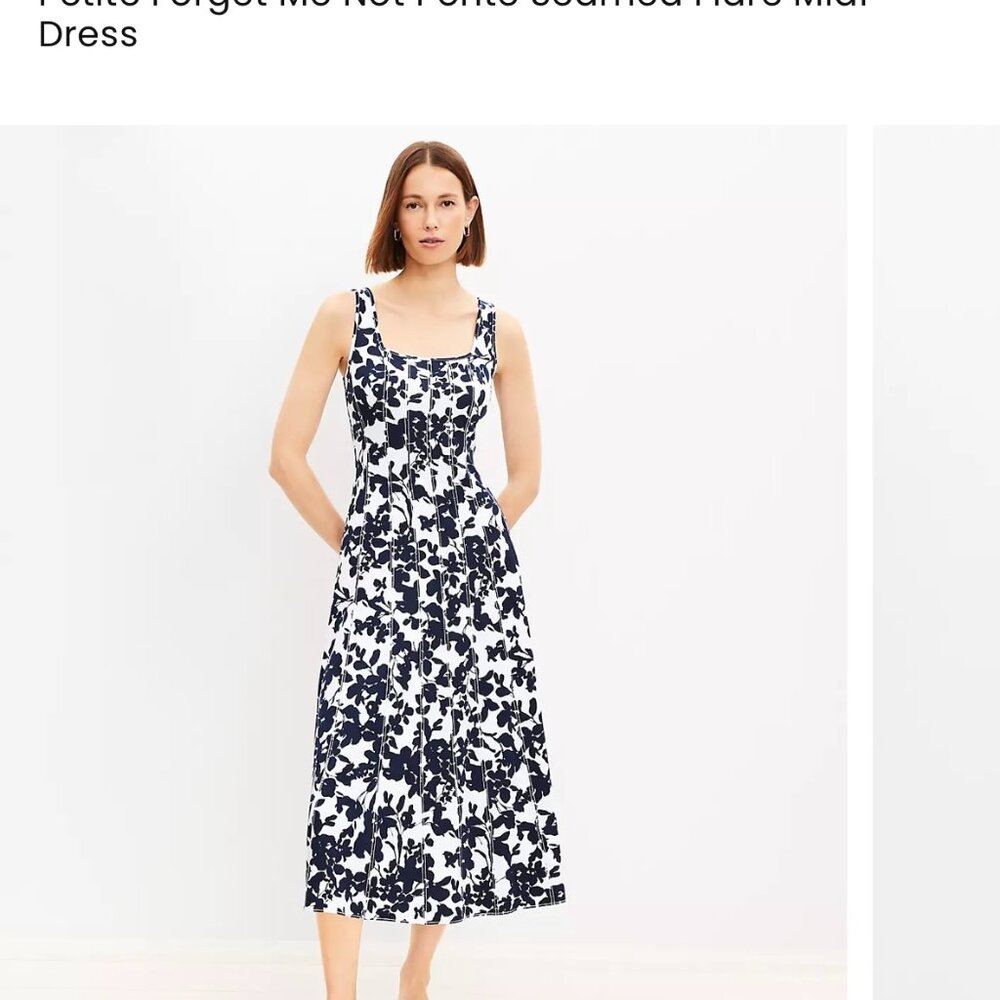 Petite Forget Me Not Ponte Seamed Flare Midi Dress